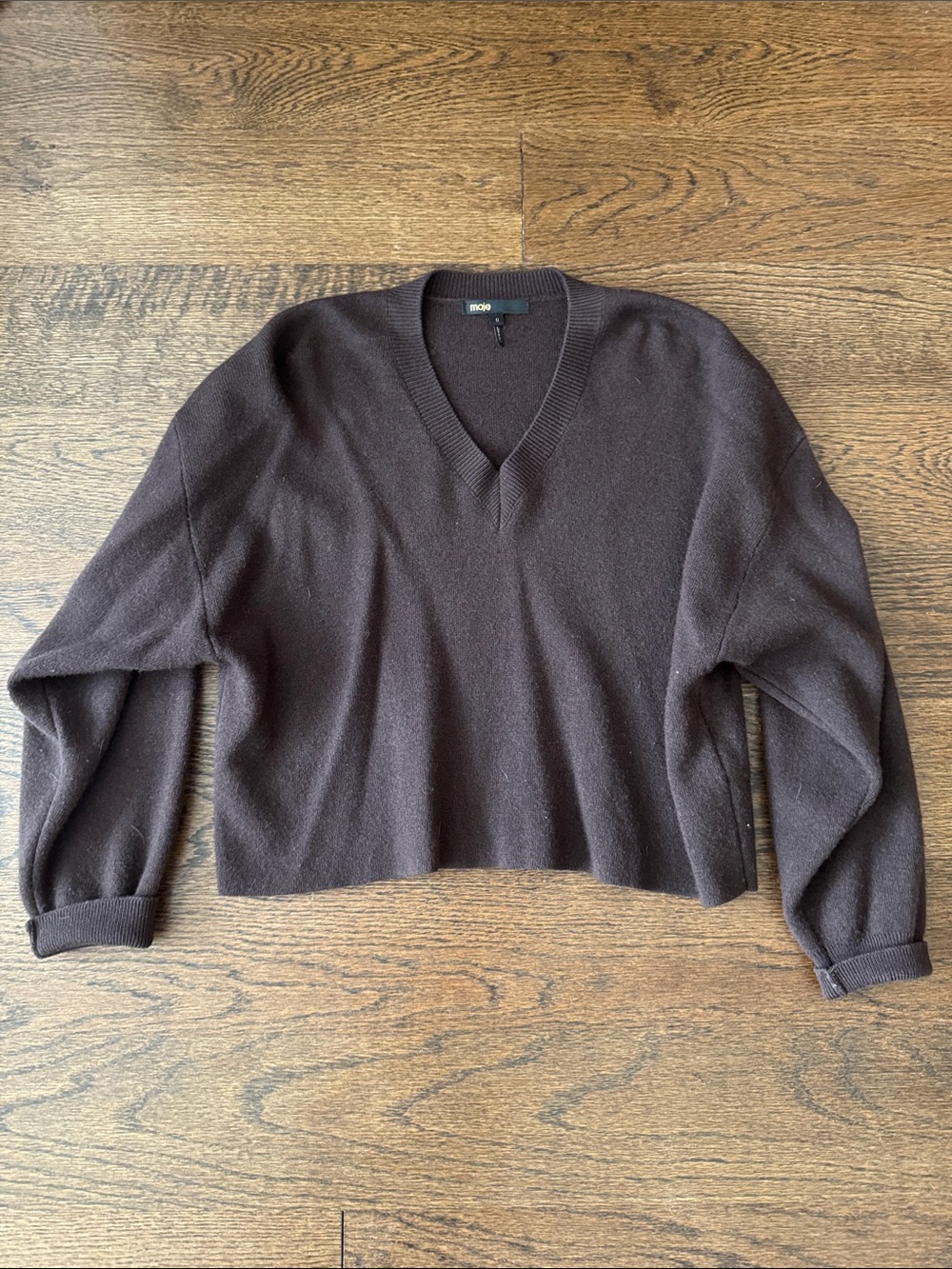 Maje Chocolate Brown V-Neck Sweater